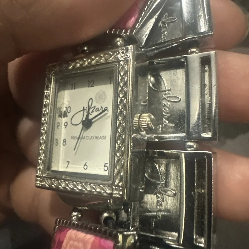 Working Jilzarah Blossom Ladies Watch Polymer Clay Inlays Stretch Band Artisan